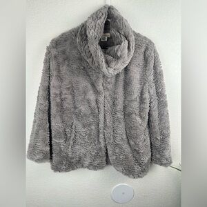 Collection‎ Eighteen Faux Fur Silver Pine Gray Cowl Neck Jacket M/L